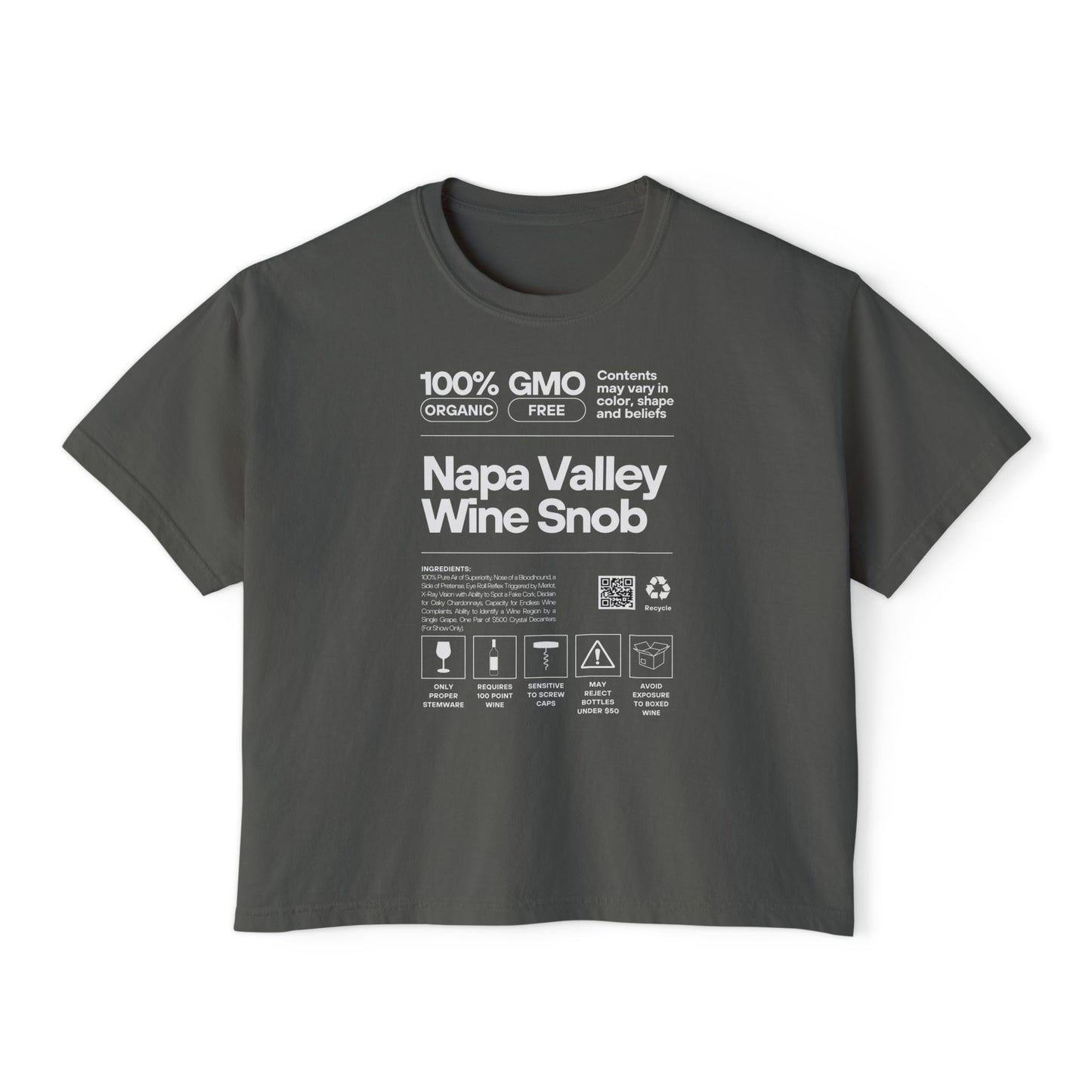 Women's Comfortably Sarcastic "Wine Snob" Comfort Colors® Premium Boxy Tee - Organic Cotton