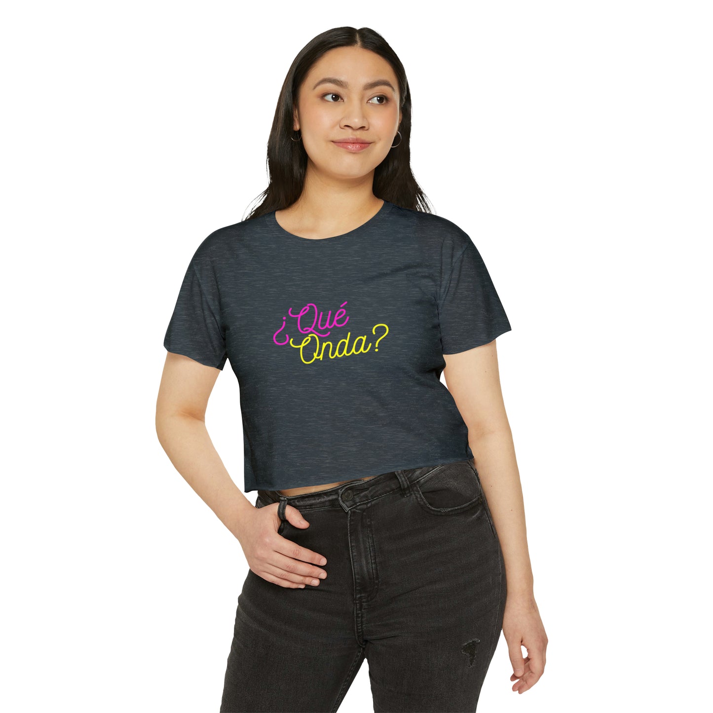 Festival Shirt: ¿Qué Onda? (What's Up?) Women's Concert Crop Top, Spanish Shirt, Spanglish Shirt, Top para Mujer