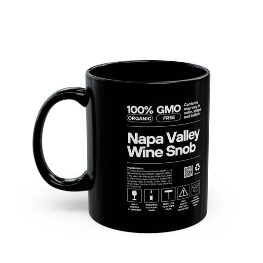 Napa Valley Wine Snob  Coffee Mug - Stylish Black Ceramic Mug (11oz & 15oz) for Wine Lovers